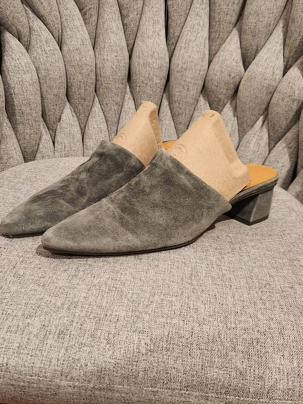 Splendid Olive Suede Pointed Slip-On Mules